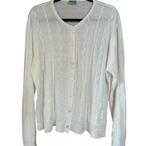 Vintage Sara Morgan Button Up Cardigan in Soft White. Womens Size XXL